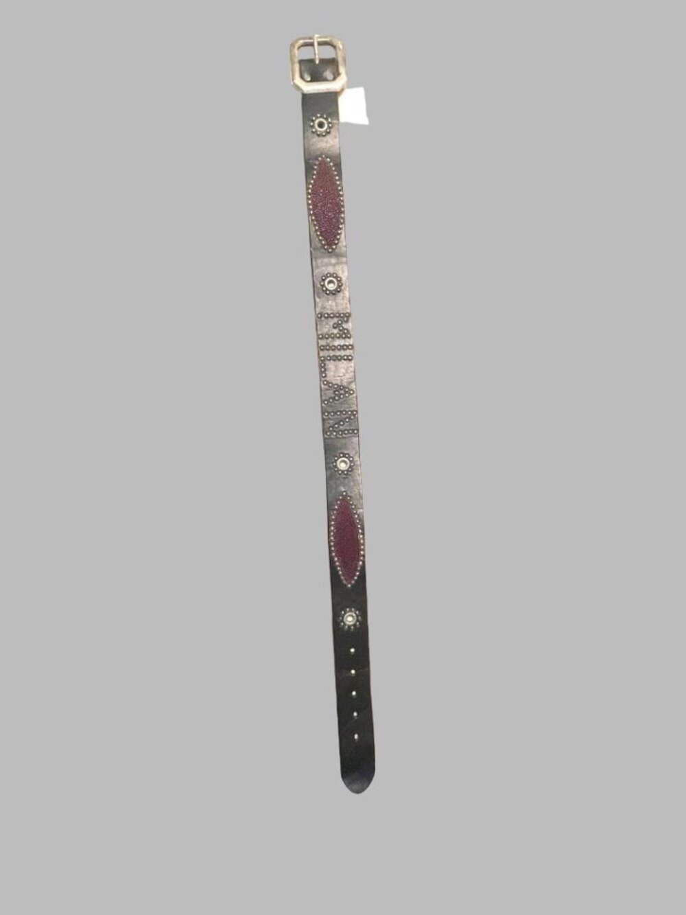 Jeff Gallea Paris Black Studded Leather "Milan" Belt Size XS Rare Stingray